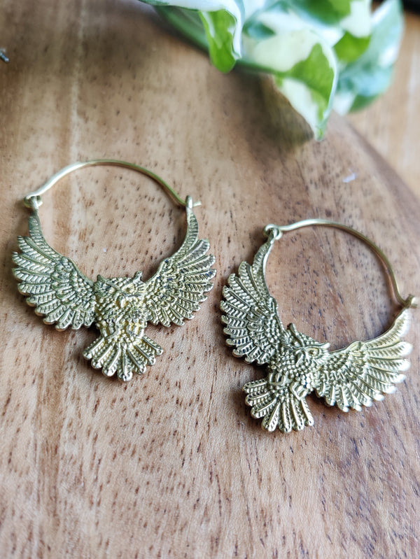 Brass Owl Earrings