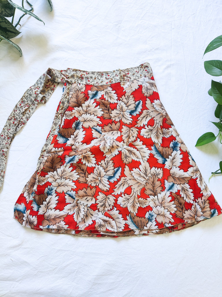 Mini Silk Sari Wrap Skirt - #5