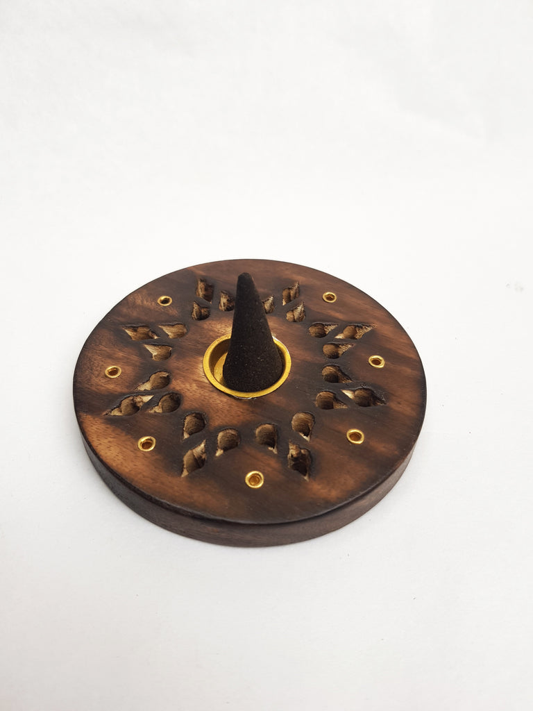 Round Wooden Incense Holder