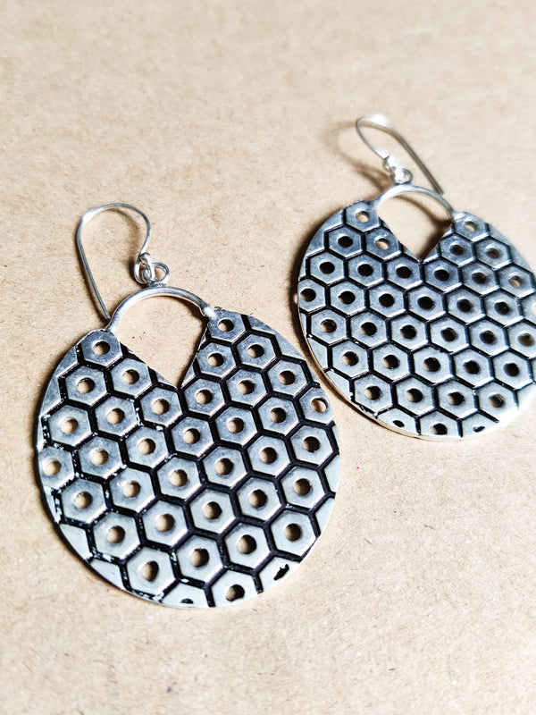 Plated Brass Hive Earrings