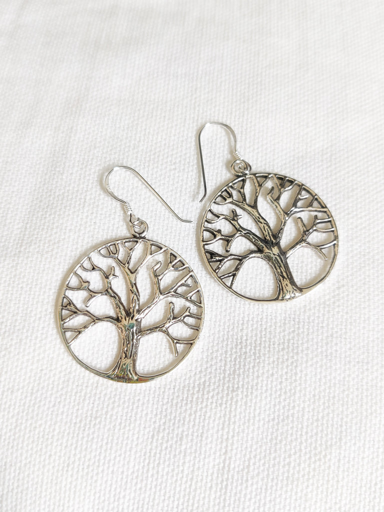 Sterling Silver Large Tree of Life Earrings