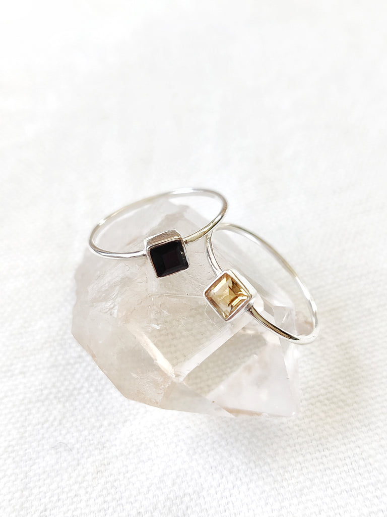 Sterling Silver Dainty Square Rings