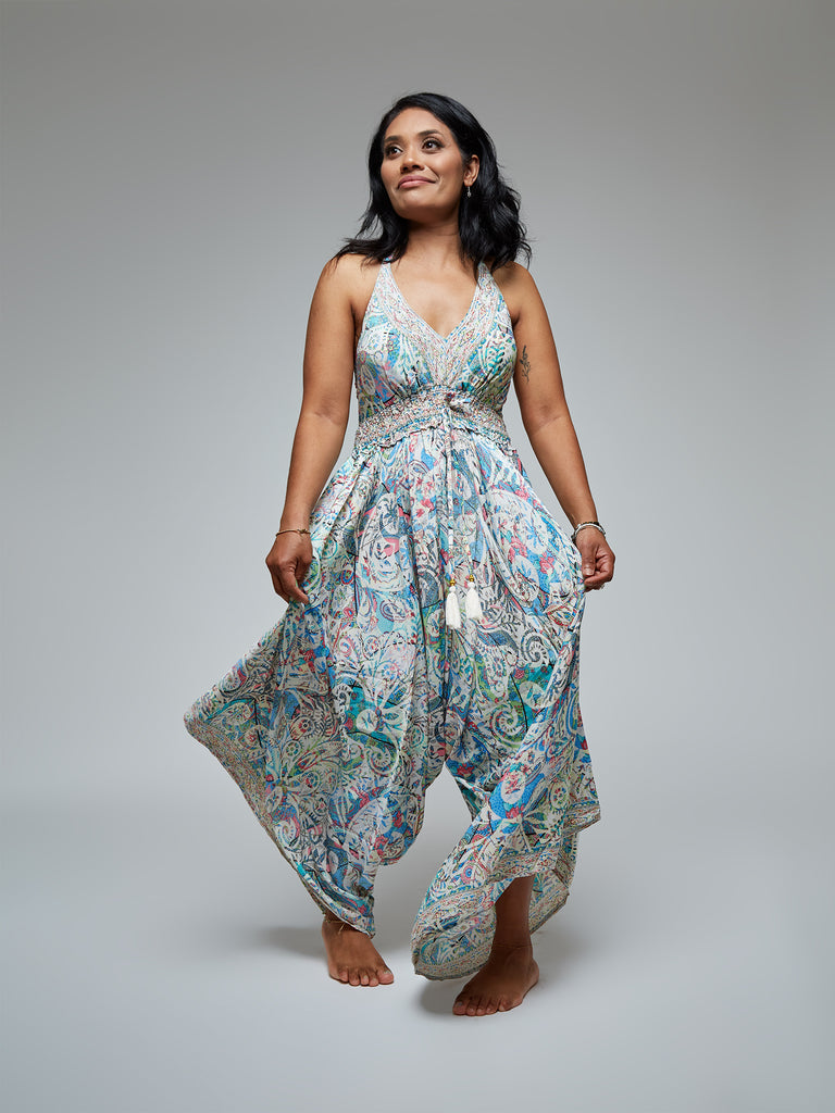 Iris Sari Silk Wide-Leg Jumpsuit