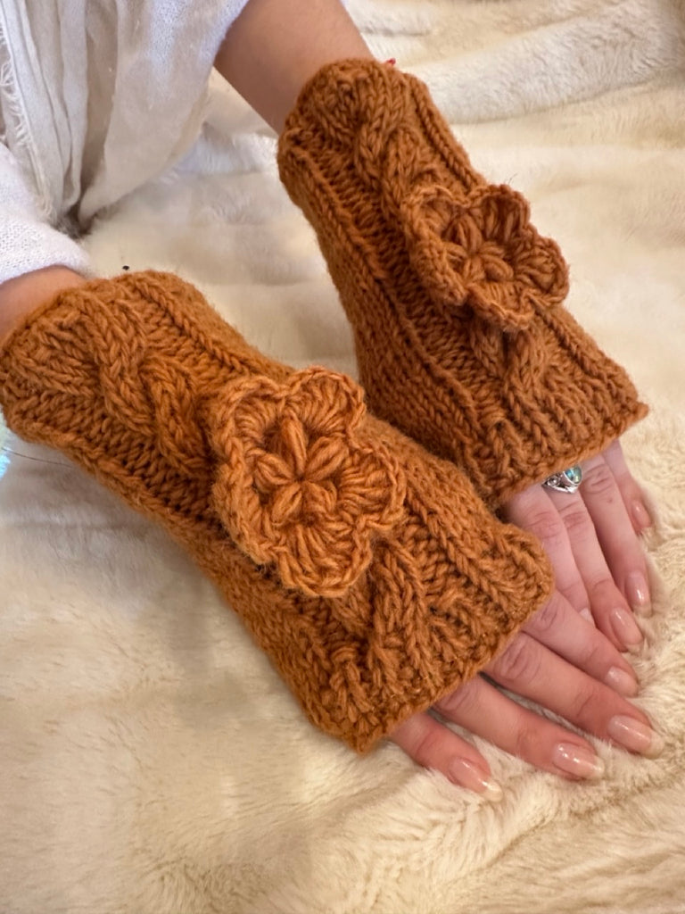 Merino wool fingerless gloves | Pumpkin