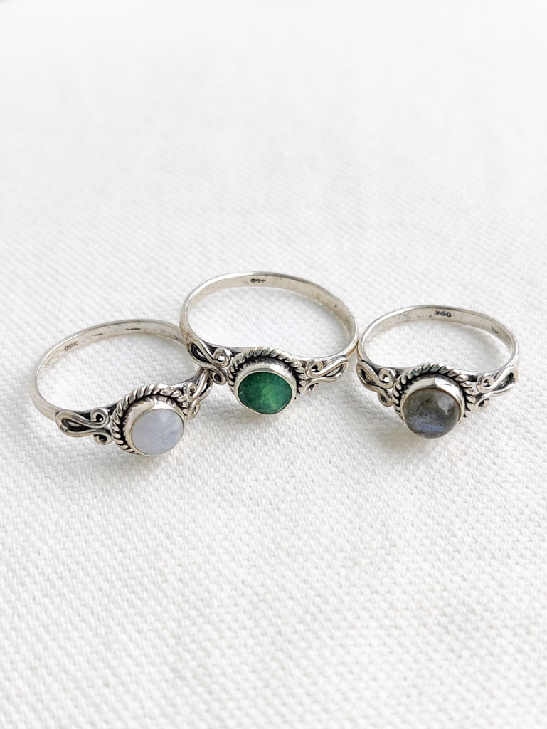 Sterling Silver Boho Gemstone Rings