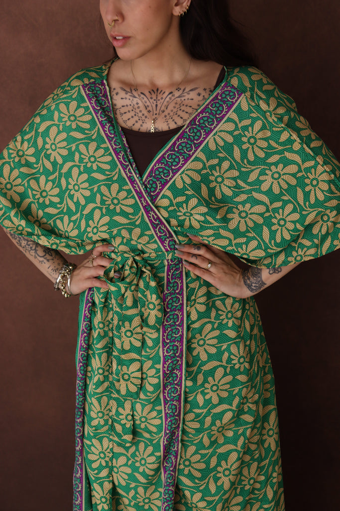 Emerald Floral Bohemian Kaftan