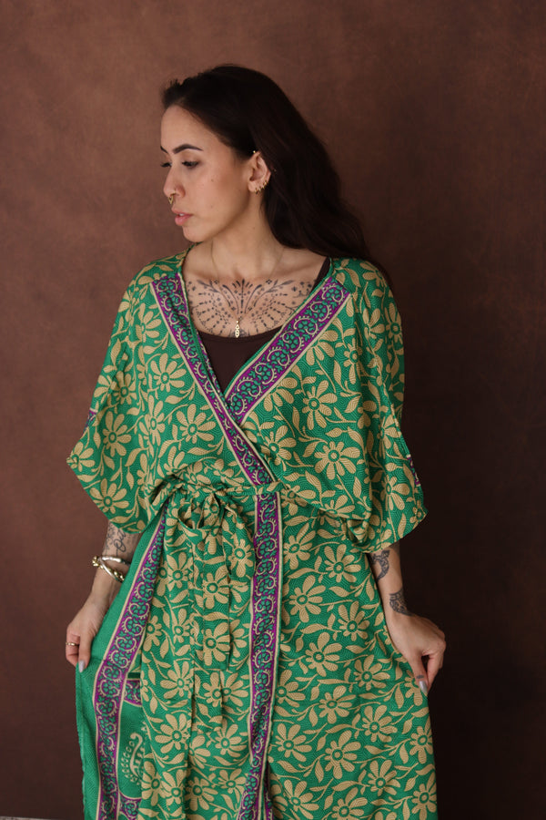 Emerald Floral Bohemian Kaftan