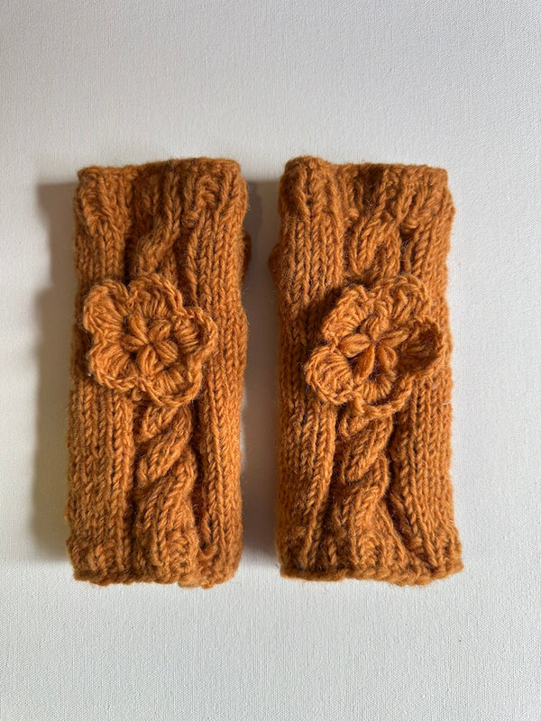 Merino wool fingerless gloves | Pumpkin