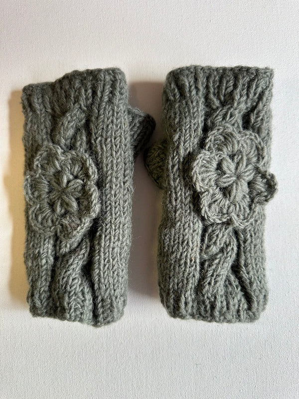 Merino wool fingerless gloves | Sea Moss Grey