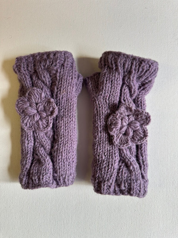 Merino wool fingerless gloves | Lilac