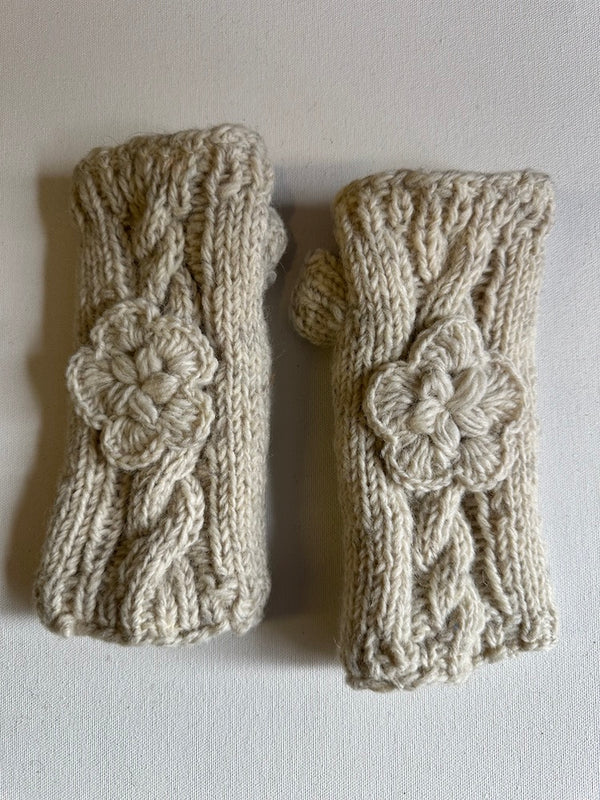 Merino wool fingerless gloves | Alabaster White
