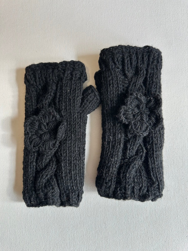 Merino wool fingerless gloves | Black