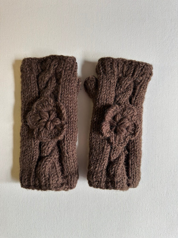 Merino wool fingerless gloves | Chocolate Brown