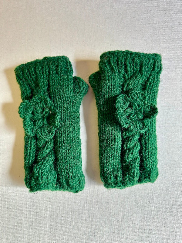 Merino wool fingerless gloves | Forest Green