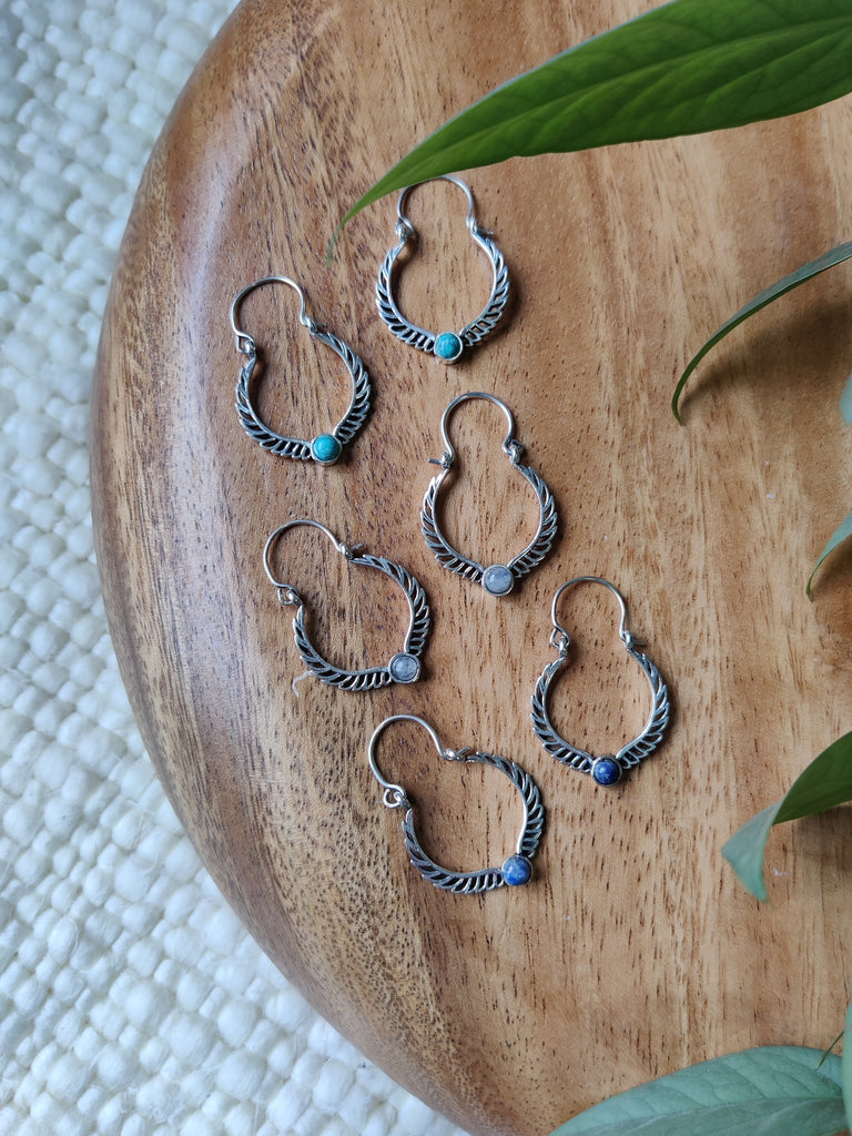 Brass and Stone Wreath Earrings