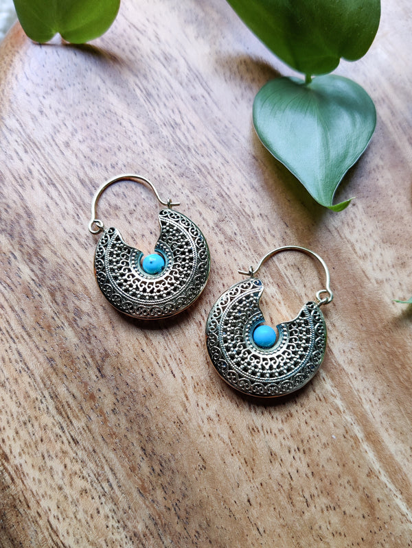 Brass & Stone Earrings