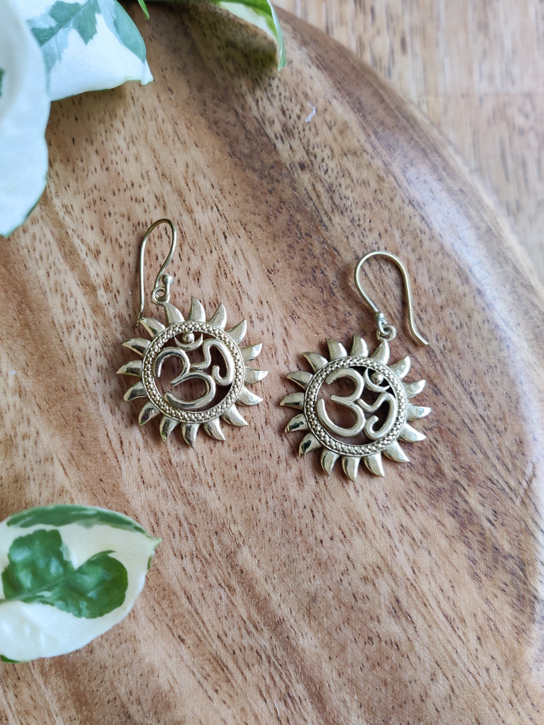 Brass Ohm Sun Earrings