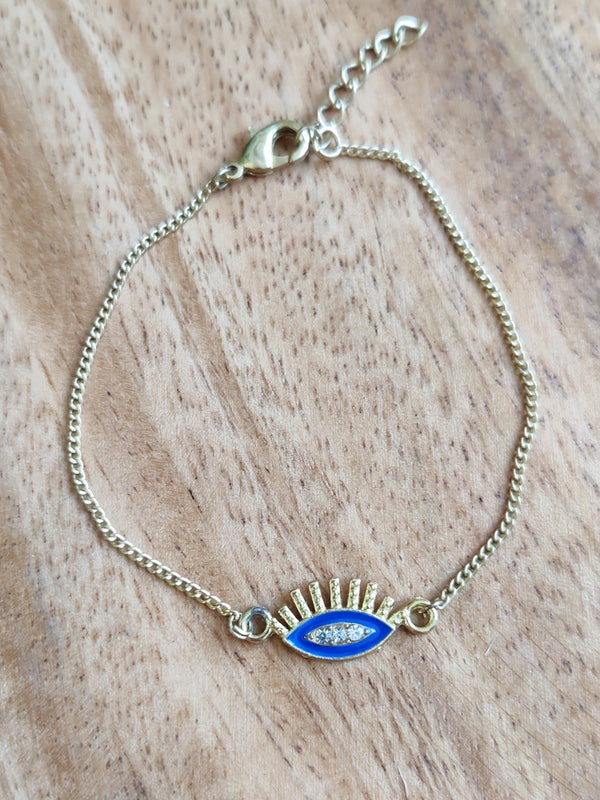 Brass Evil Eye Charm Bracelet