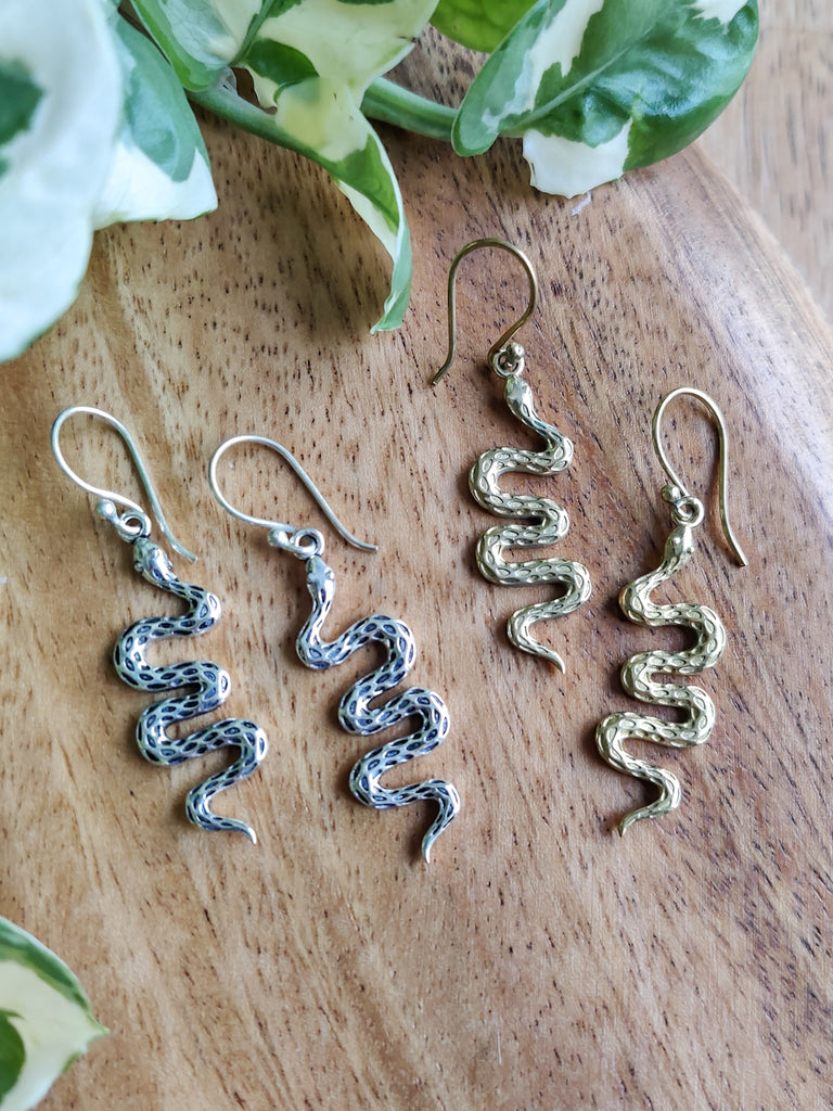 Brass Serpent Ormr Earrings