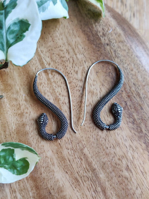 Brass Large Snake Hook Earrings