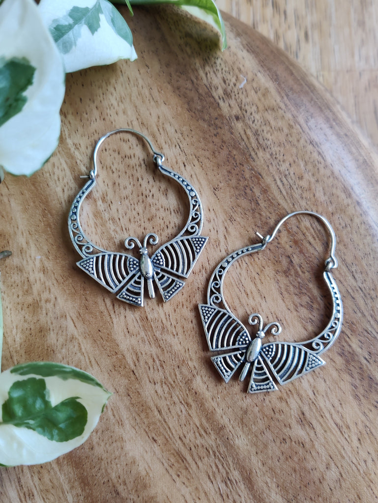 Brass Moth Earrings