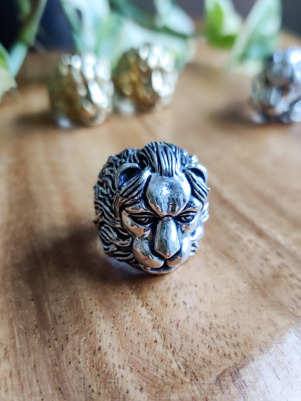 Brass Lion Head Ring