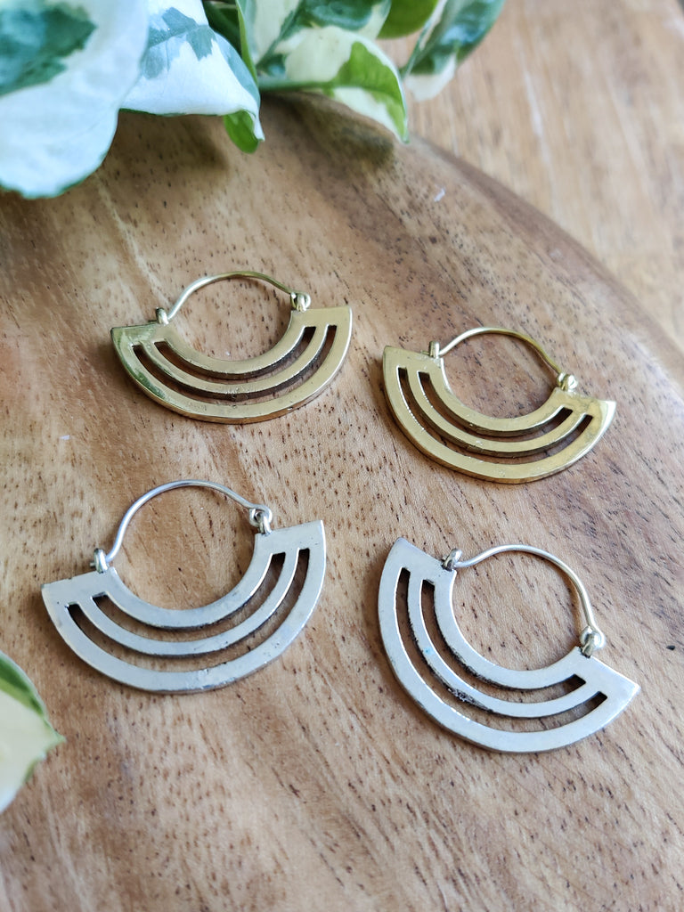 Brass Iris Earrings