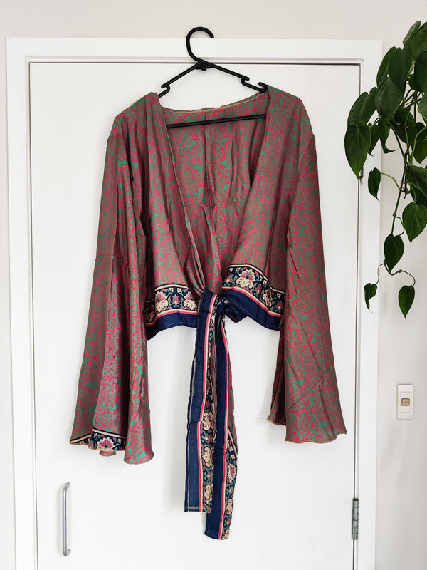 Silk Sari Belle Sleeve Wrap Top #5
