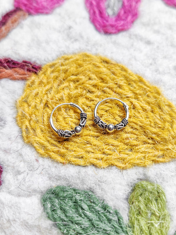 Sterling Silver Small Bali Hoop Earrings