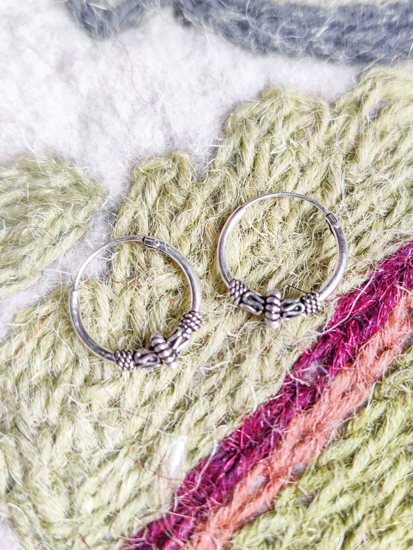 Sterling Silver Small Bali Hoop Earrings