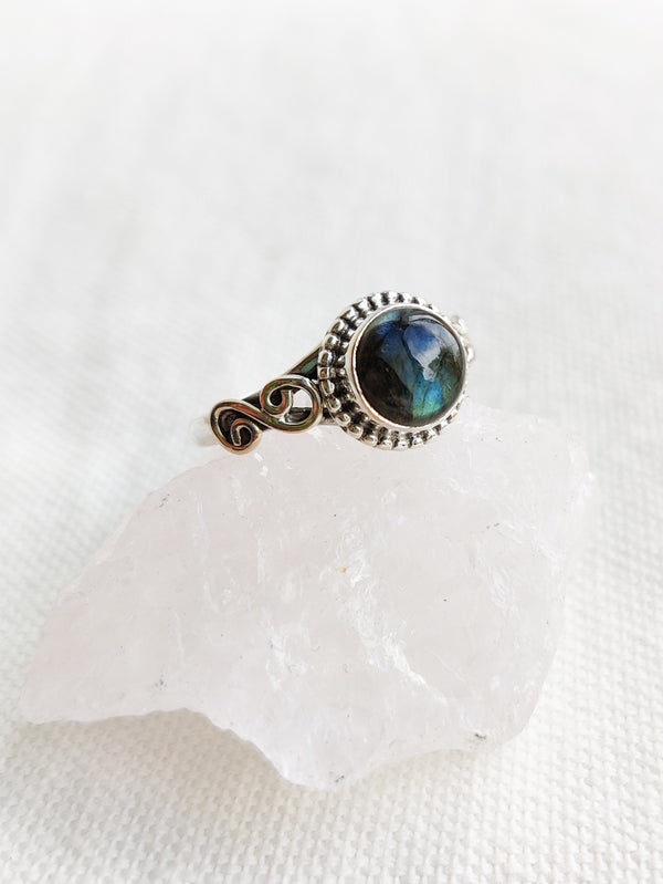 Sterling Silver and Gemstone Spiral Ring