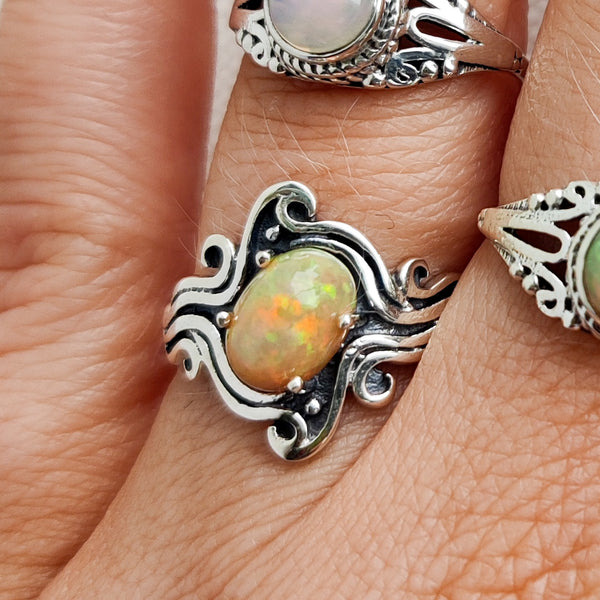 Opal Eva Ring - Sterling Silver