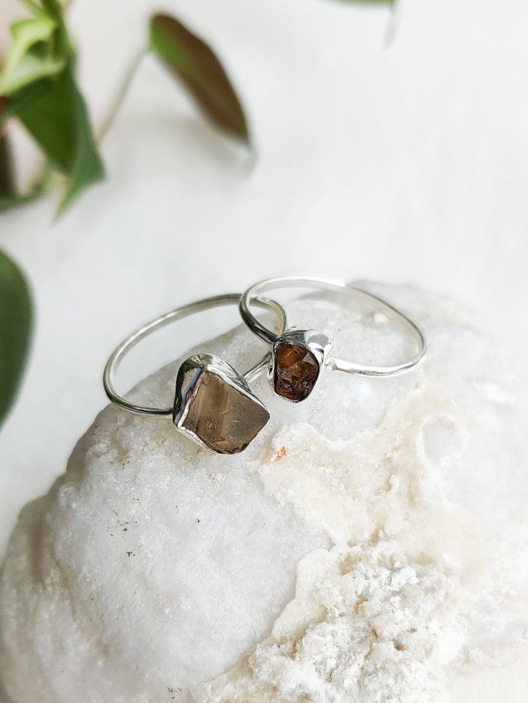 Rough Citrine Sterling Silver Rings