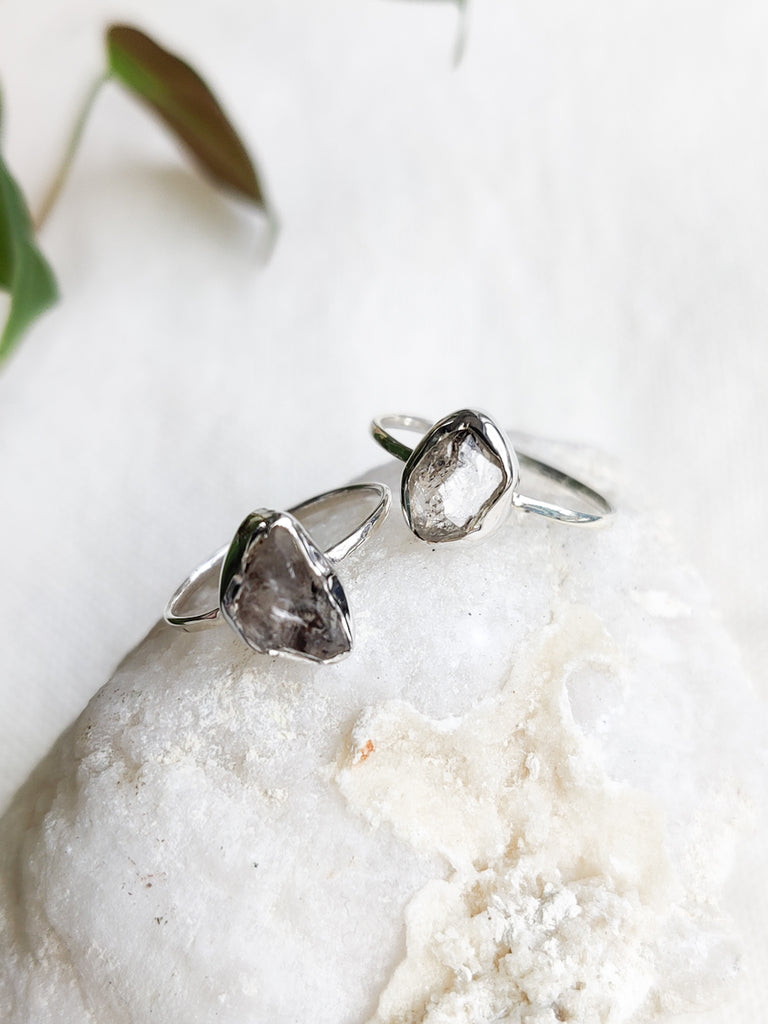 Rough Herkimer Diamond Sterling Silver Rings