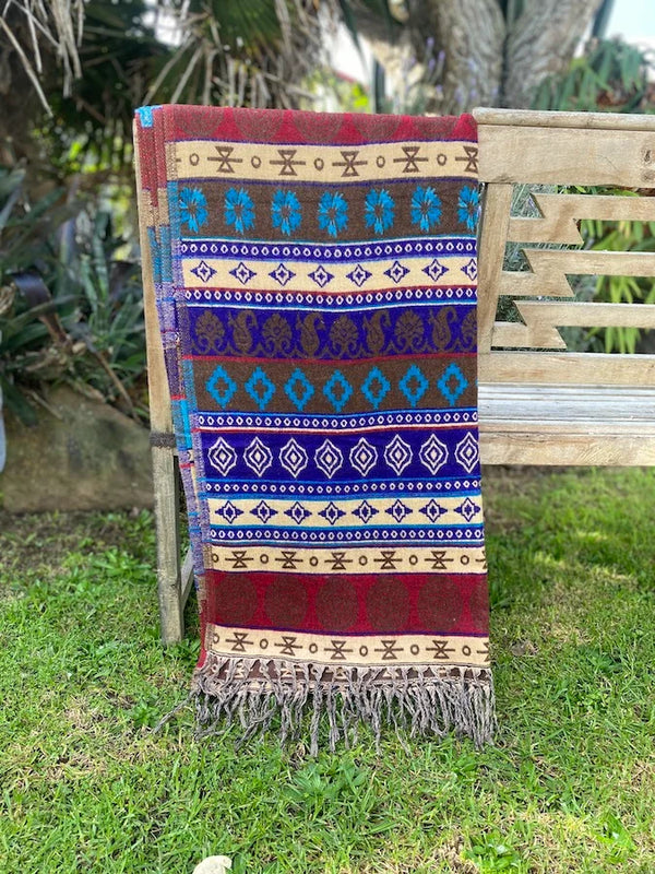 Colourful Geometric Wool Blanket Shawl
