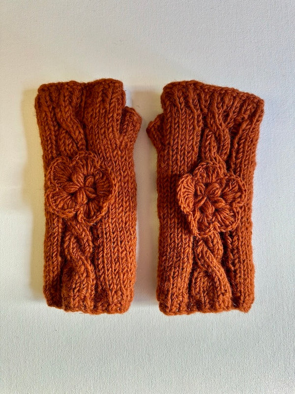 Merino wool fingerless gloves | Burnt Orange