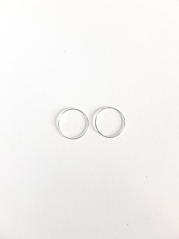 12mm Plain Silver Hoops - Single