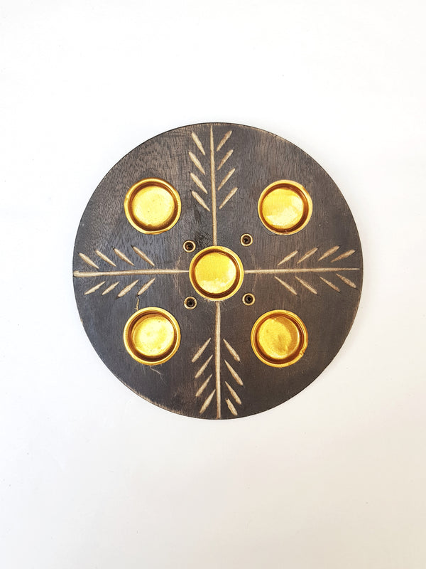 Large Round Wooden Incense Holder