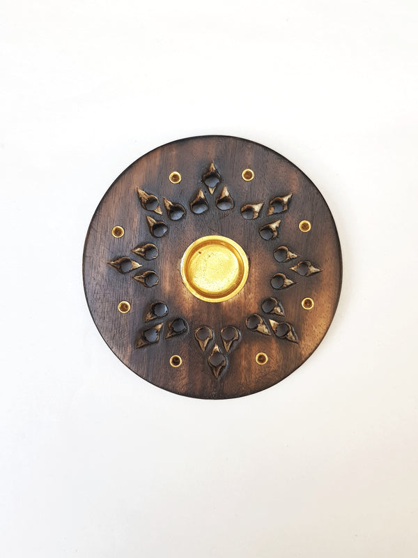 Round Wooden Incense Holder