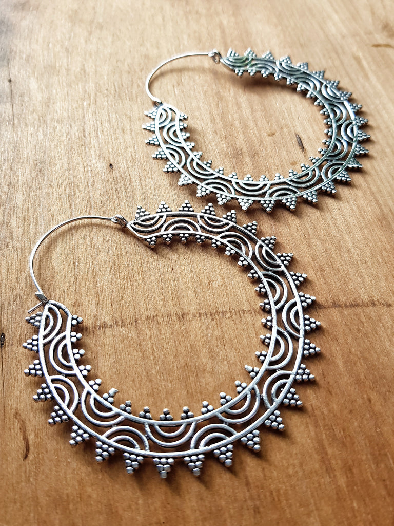 Sol Statement Earrings - Silver Plated Brass