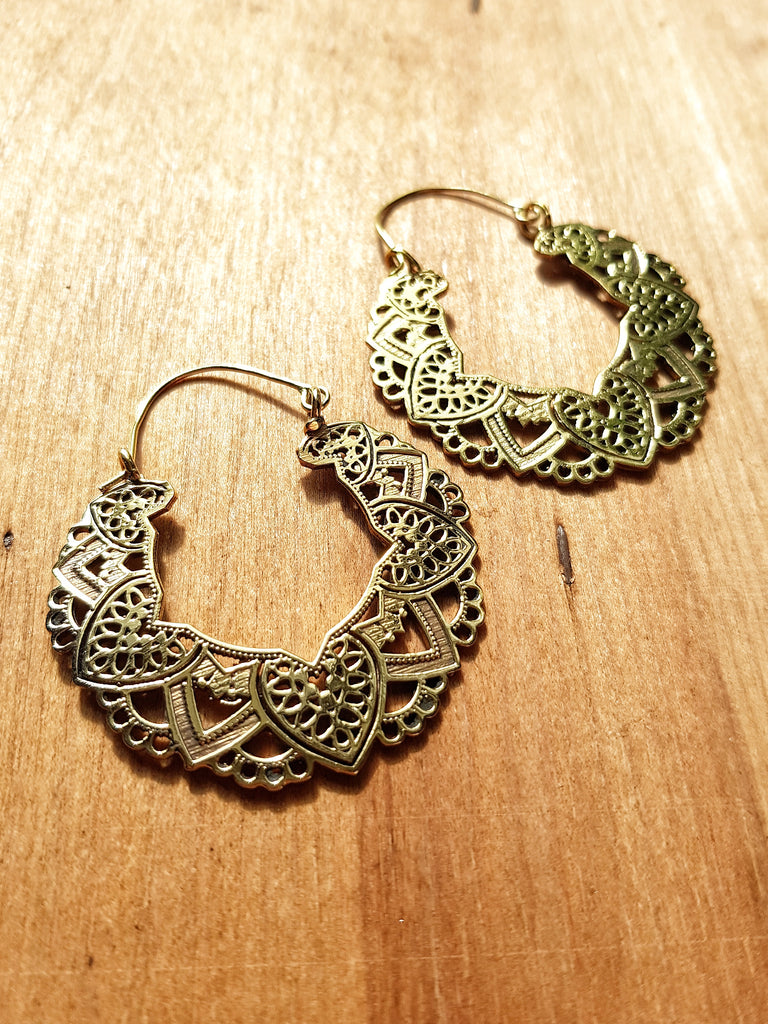Hydrangea Statement Earrings - Brass
