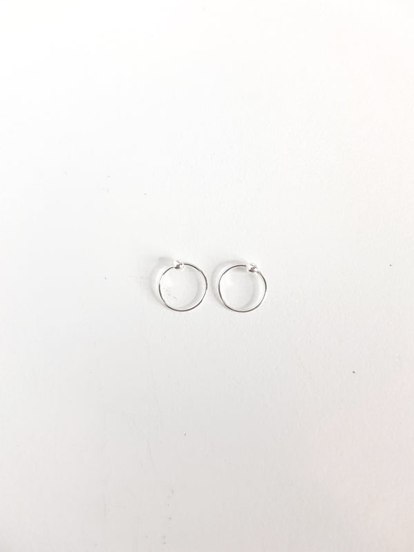 10mm Silver Hoops with Ball - Single