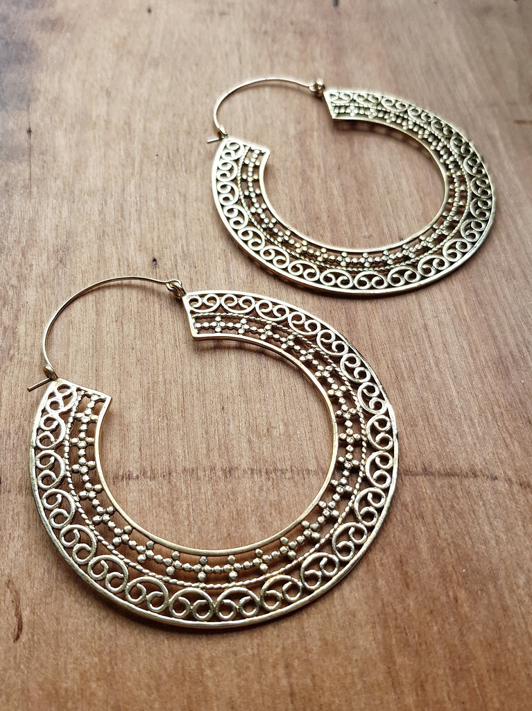 Cassandra Statement Earrings - Brass