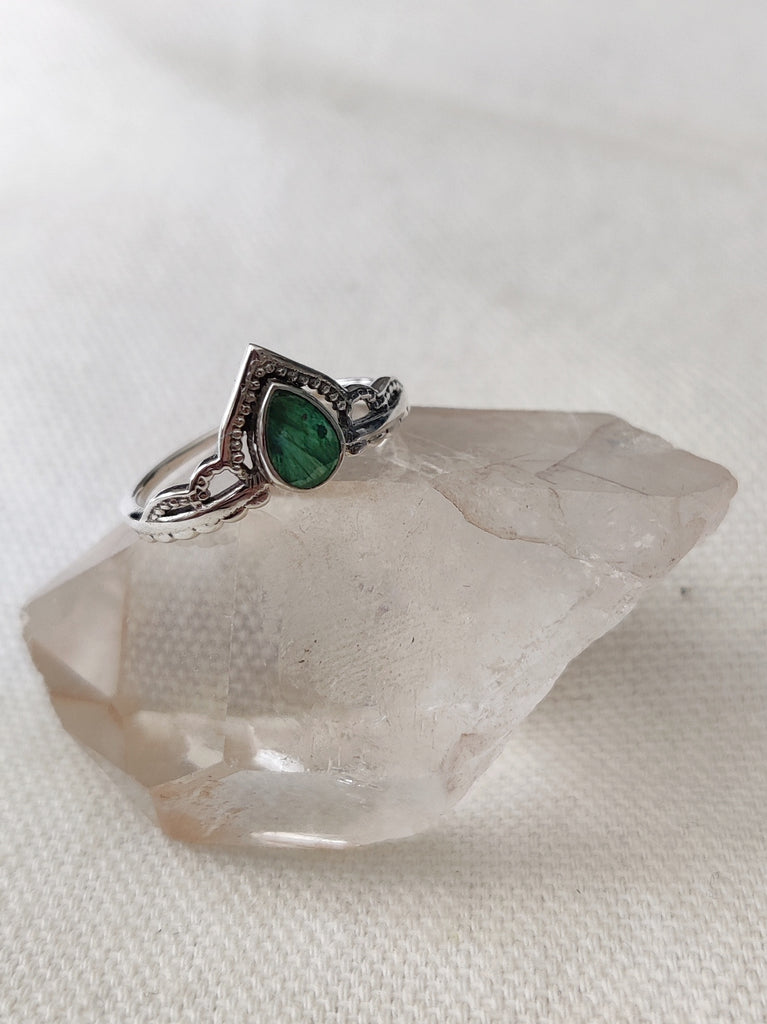 Sterling Silver Boho Teardrop Gemstone Rings The Third Eye New