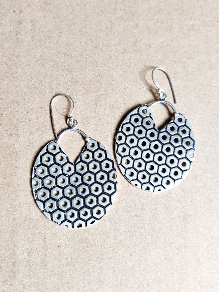 Plated Brass Hive Earrings
