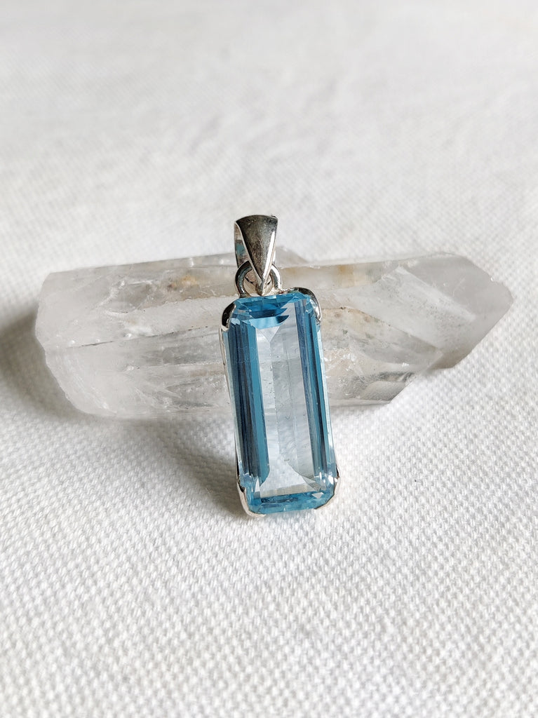 Boho Blue Topaz and Sterling Silver Pendant