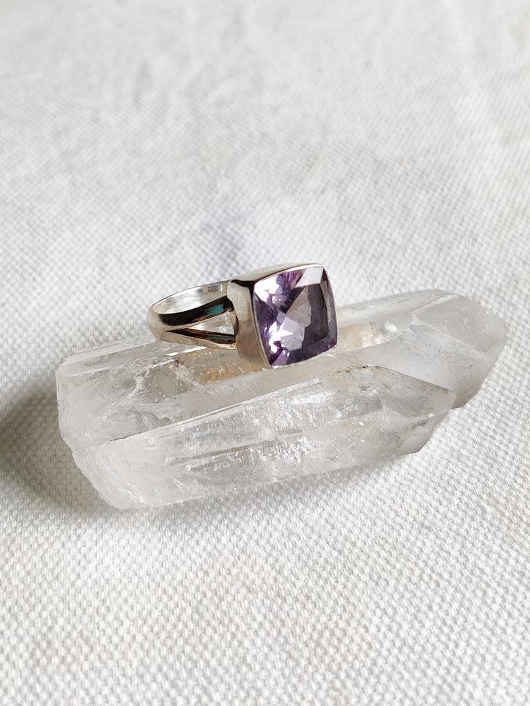 Sterling Silver Faceted Amethyst Ring - One off