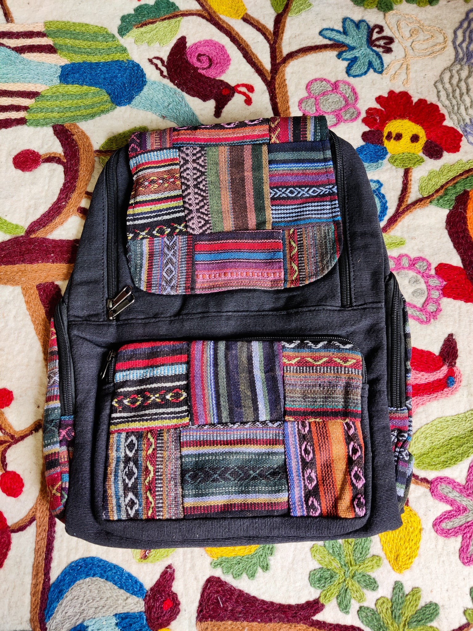 Cotton Embroidered Patchwork Backpack – TheThirdEyeNZ