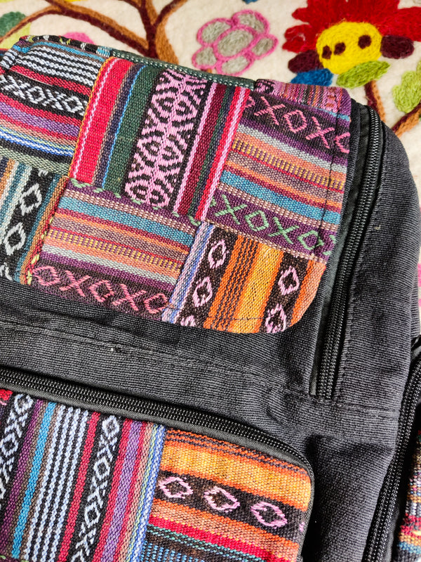 Cotton Embroidered Patchwork Backpack