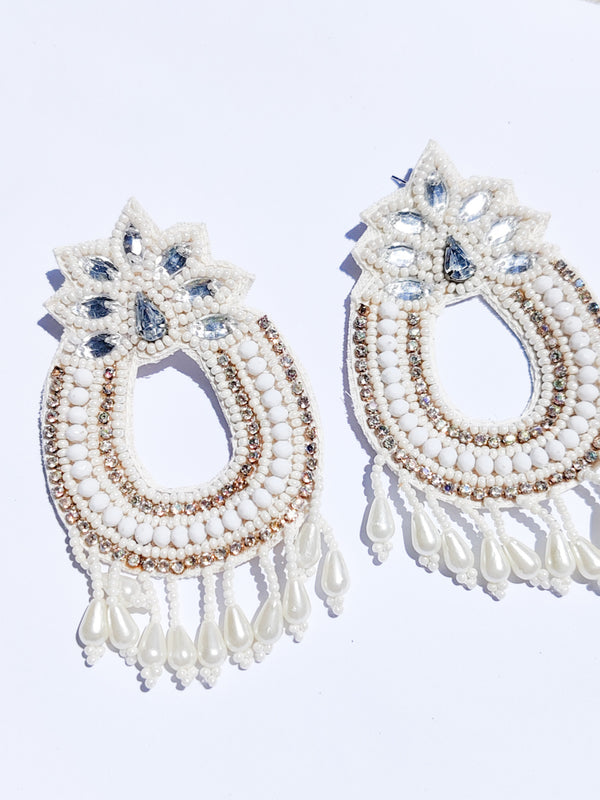 Pearl Beaded Statement Earrings